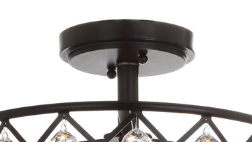 Gabrielle 14.5" Crystal/Metal LED Semi Flush Mount - JONATHAN Y